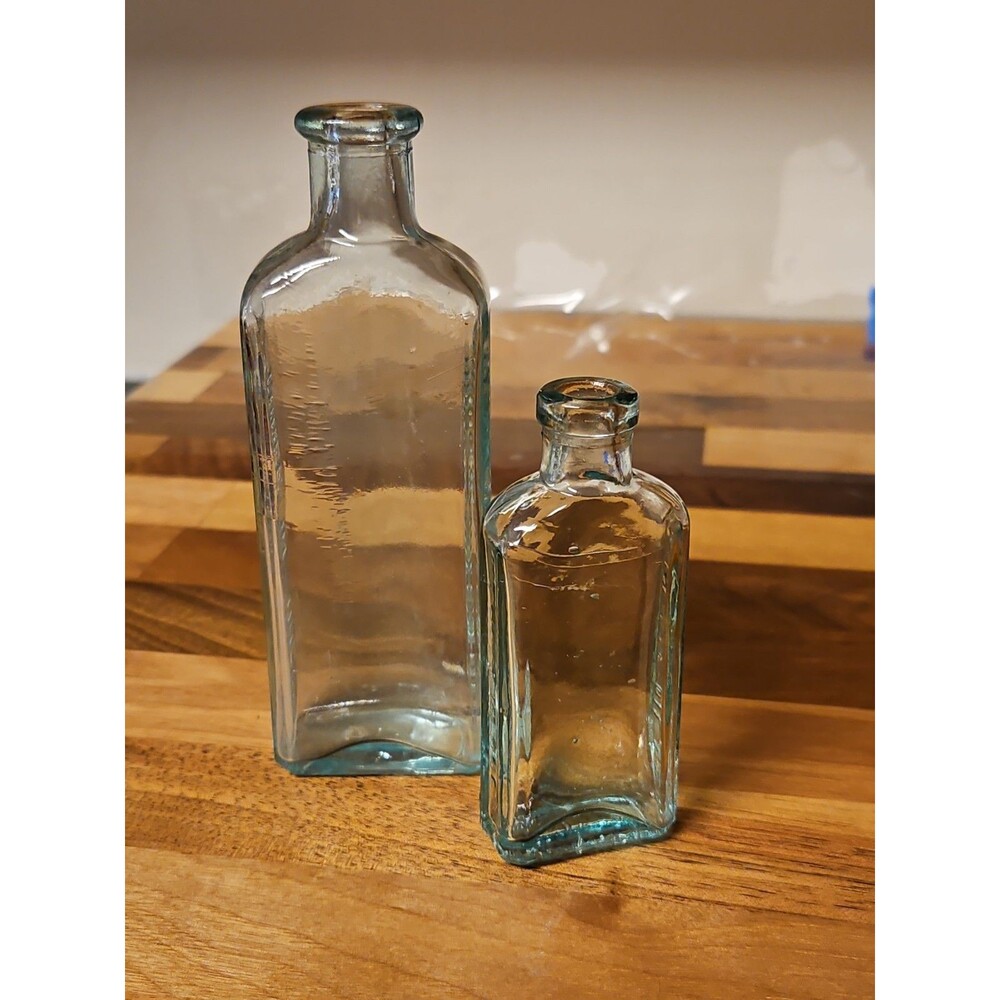 Set Of 2 Antique 3rd Gen 1900's Antique Three In One 3 in 1 Oil Glass Bottles